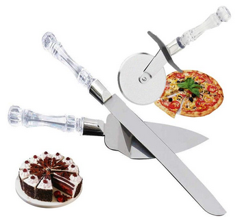 3 in 1 Cake Trowel, Knife And Cake/Pizza Cutter Set