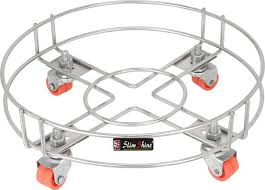 Heavy Stainless Steel 27cm Gas Cylinder Trolley/Stand Silver