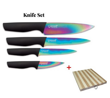 Titanium Knife Set Plus Kitchen Chopping Board