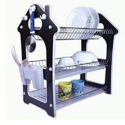 3 Layer Wooden Kitchen Dish Draining Rack red 3 Tier