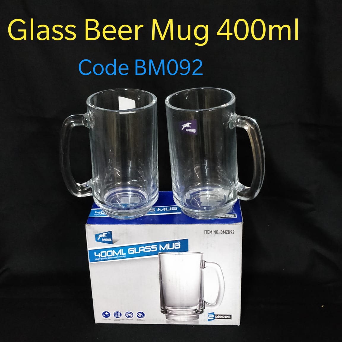 Glass beer mug 400ml 2pcs for Kitchen & Dining room appliances