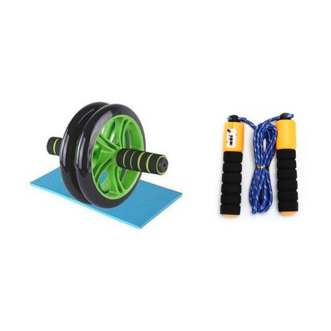AB Wheel Abs Roller Workout Arm And Waist Fitness Exerciser Wheel (Free Knee Mat And Skipping Rope)