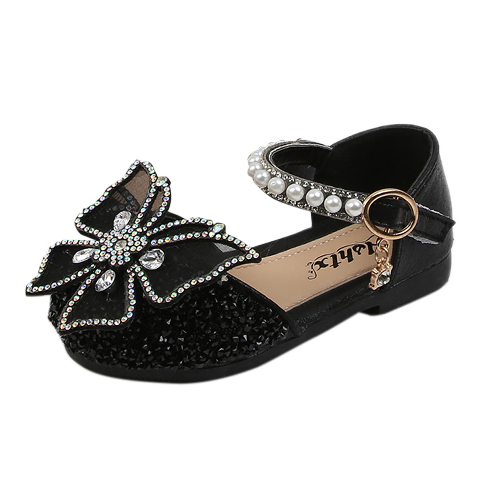 2021 girls princess leather shoes flowers casual glitter children's high heels bow sandals