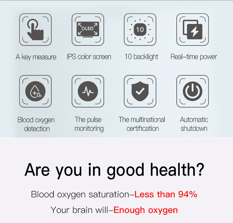 Blood Oxygen Monitor Finger Pulse Oximeter Oxygen Saturation Monitor Health Care