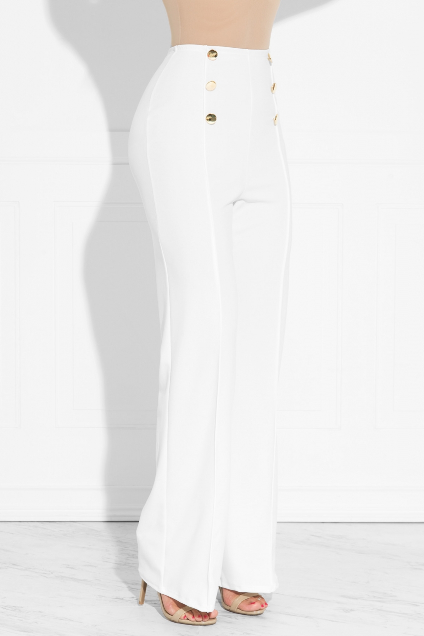 Women Pants Button Casual Pants Office Lady Fashion Loose Stretch Women Trousers Wide Leg High Waist