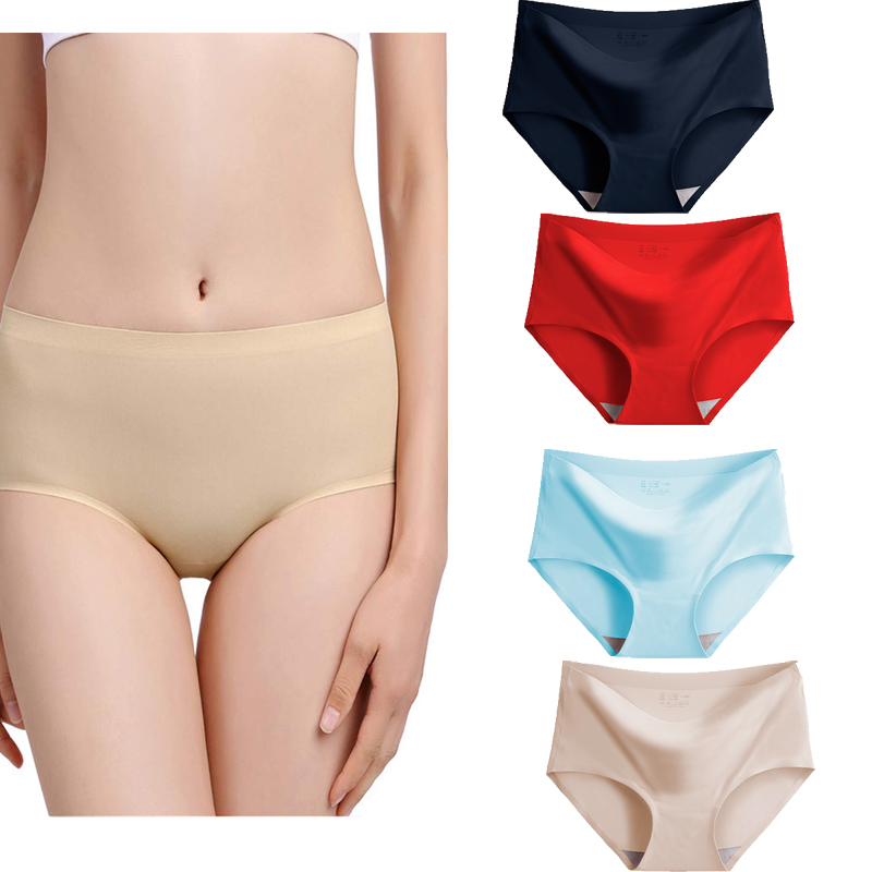 8 Pieces Women&apos;s underwear seamless trendy ice silk panties ladies faceless panties line