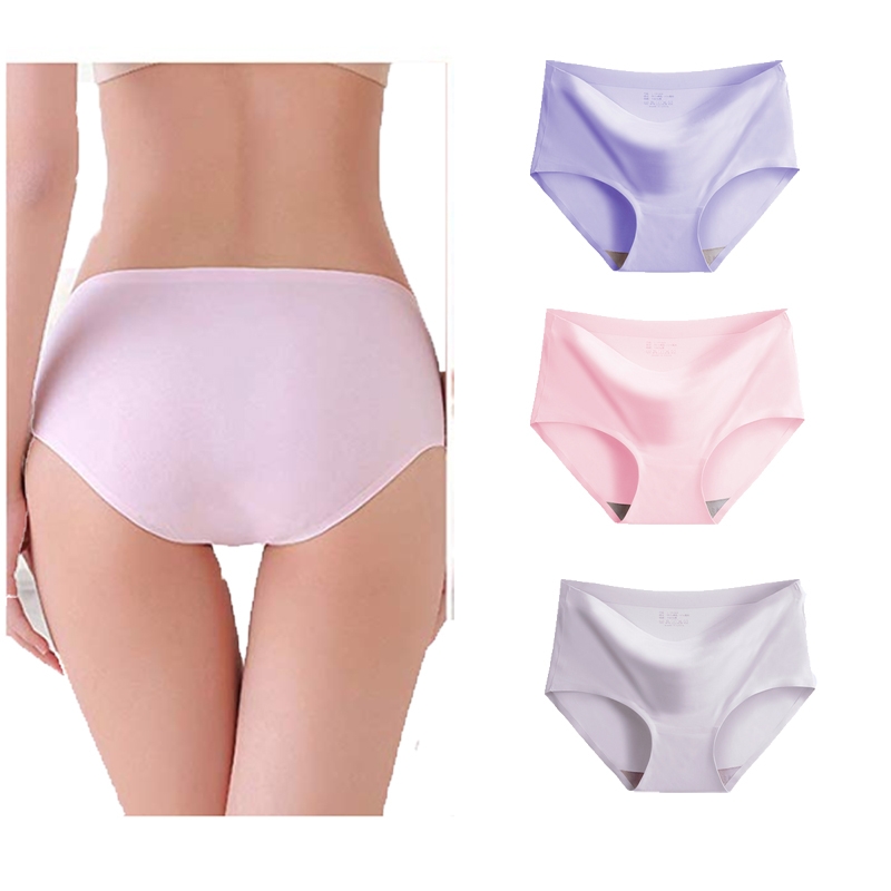 8 Pieces Women&apos;s underwear seamless trendy ice silk panties ladies faceless panties line