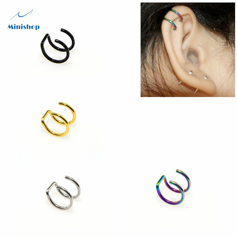 10 pieces of fashion double C cartilage earrings for men and women