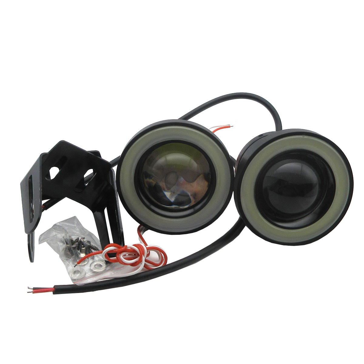 2X High Power 30W Car Projector White LED Fog Light Lamps COB Halo Angel Eye Ring Set