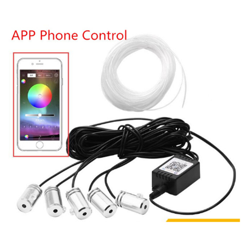 6 in 1 RGB LED Atmosphere Car Light Interior Ambient Light Fiber Optic Strips Light by App Control