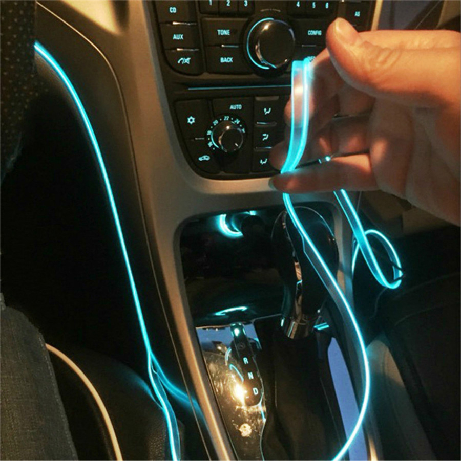 6 in 1 RGB LED Atmosphere Car Light Interior Ambient Light Fiber Optic Strips Light by App Control