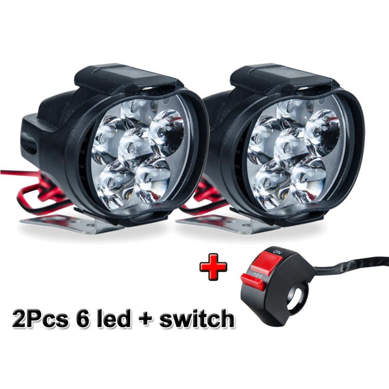 Led Motorcycles Headlight White Super Bright 6LED Working Spot Light Motorbike Fog Lamp