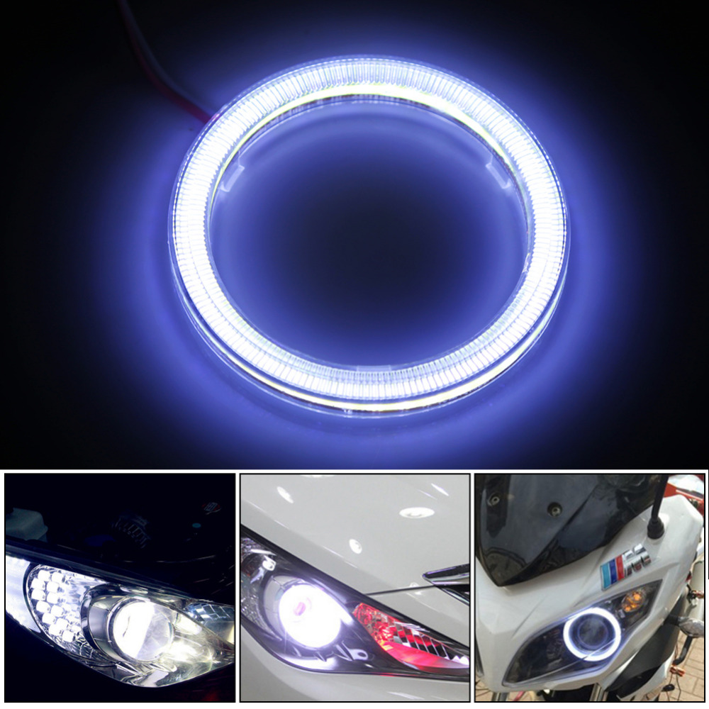 2 pieces Halo LED Rings Angel Eye Car Headlight COB 60/70/80/90/100/110/120 mm Chips Headlight DRL