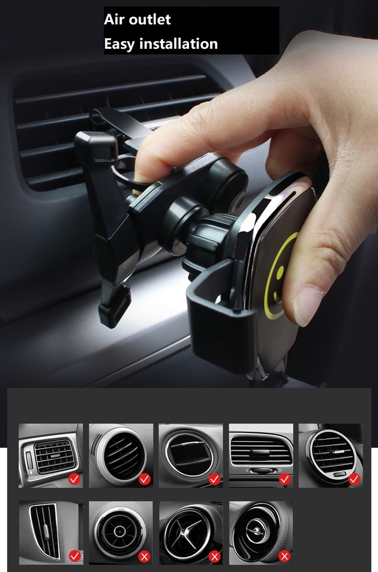 Gravity sensor vehicle outlet cell phone support.Single hand operation automatic car phone holder