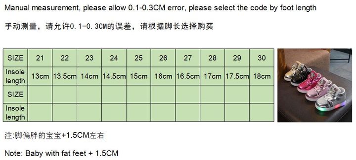 New Children Shoes Spring Rhinestone LED Shoes Girls Princess Cute Shoes With Light casual shoes