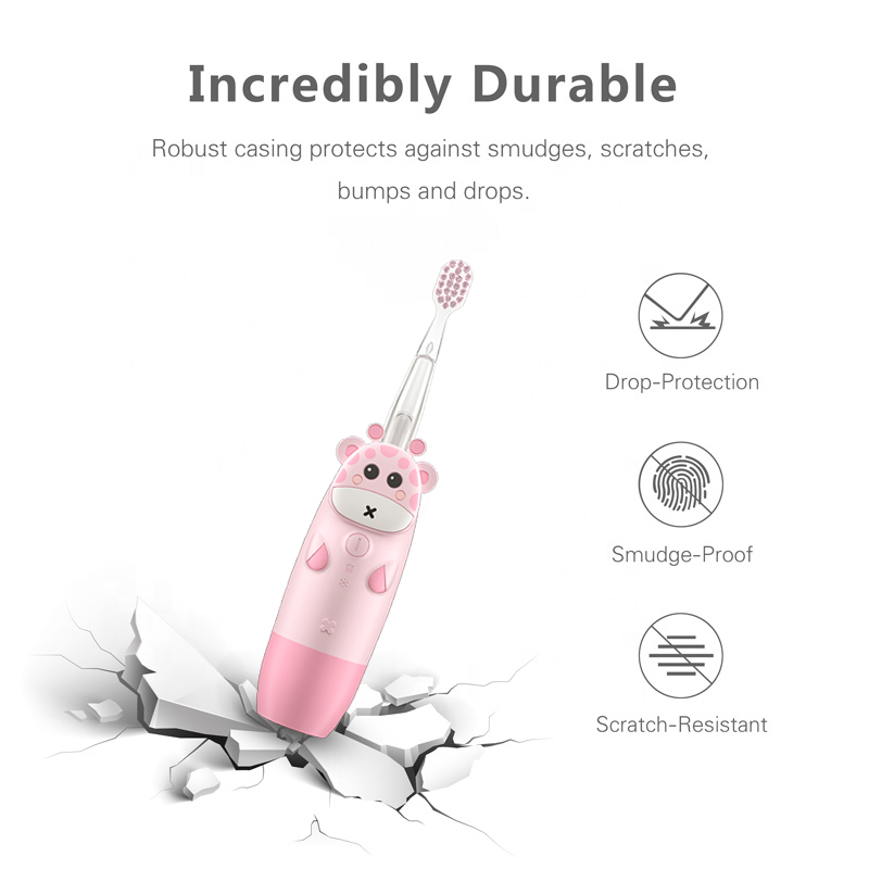 Kids Electric Toothbrush IPX7 Waterproof 4Cleaning Mode Replaceable Battery Silicone Baby Toothbrush