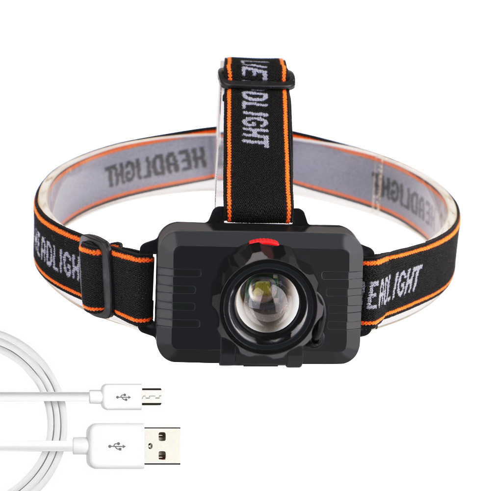 T6 Strong Light LED  Headlamp Rotating Zoom USB Charging Headlight  Night Fishing Flashligh