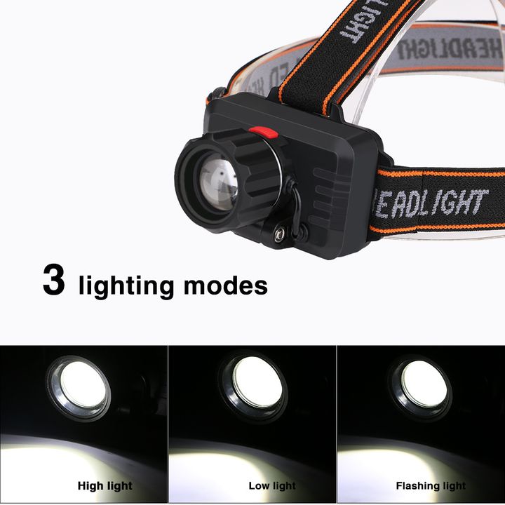 T6 Strong Light LED  Headlamp Rotating Zoom USB Charging Headlight  Night Fishing Flashligh
