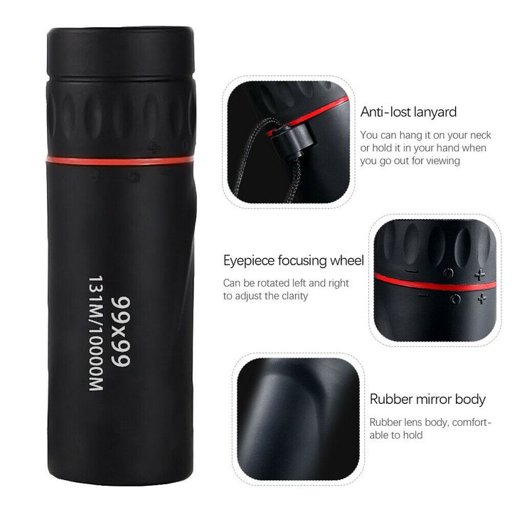 99x99 Monocular Telescope Light Night Vision Zoom + Simple Clip Sightseeing-
