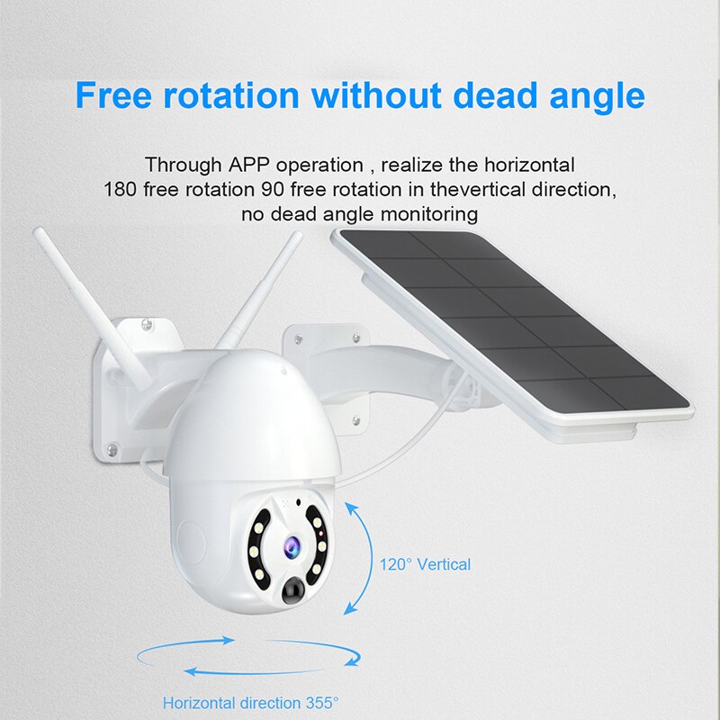 Solar IP Camera LED &amp; IR Night Vision Device Two-way Audio Motion Detection Surveillance CCTV