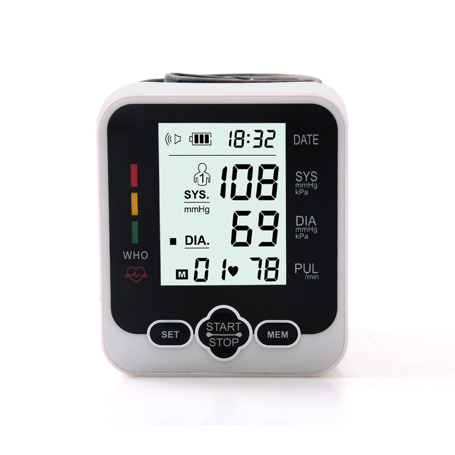 Digital Blood Pressure Monitor Sphygmomanometer Pulse Rate Heart Beat Rate Meter Device Health Care