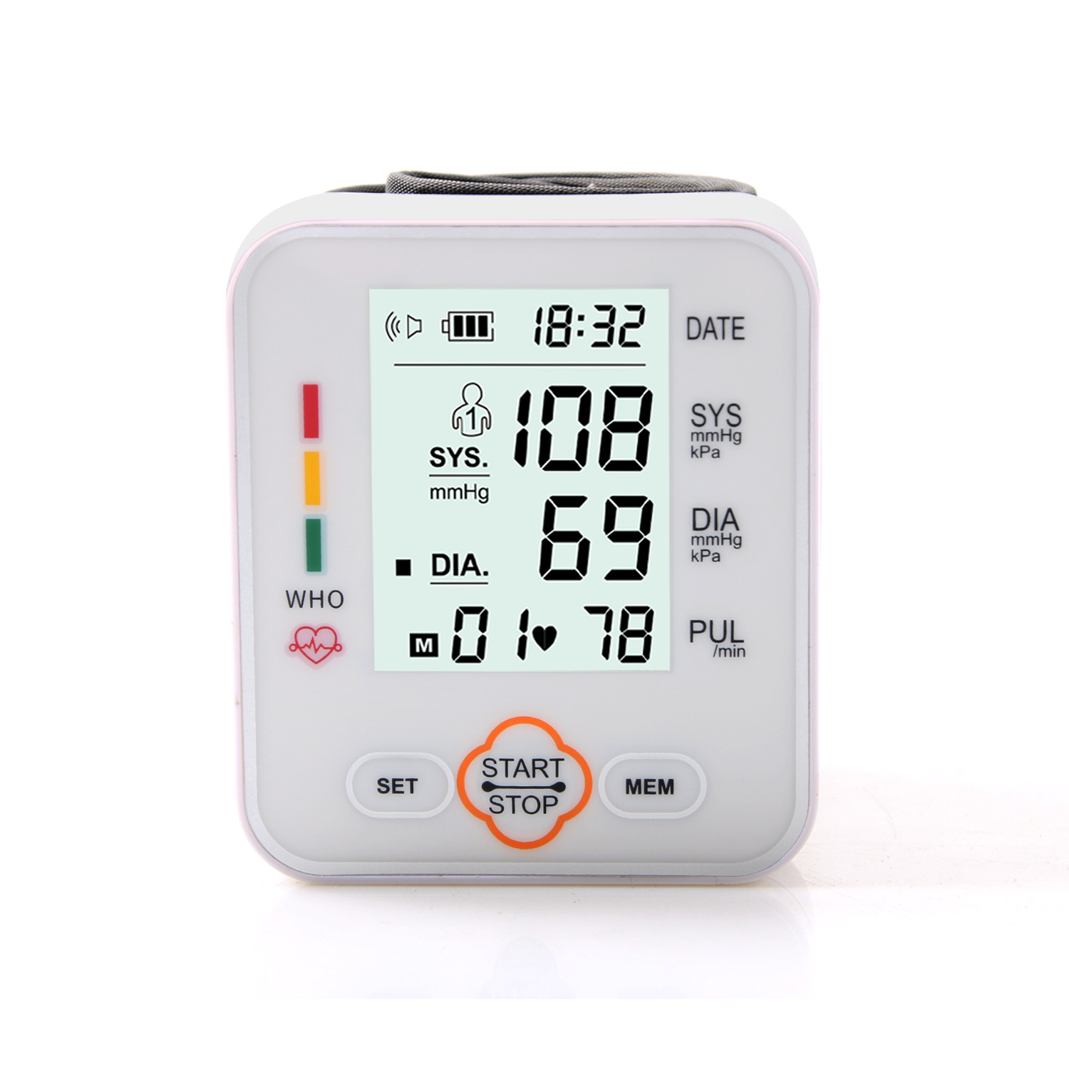 Digital Blood Pressure Monitor Sphygmomanometer Pulse Rate Heart Beat Rate Meter Device Health Care