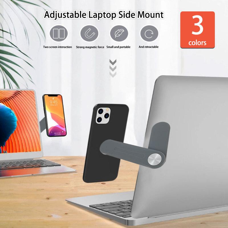 Laptop Phone Holder Adjustable Side Mount Clip Magnetic Computer Expansion Bracket Foldable Shrink C