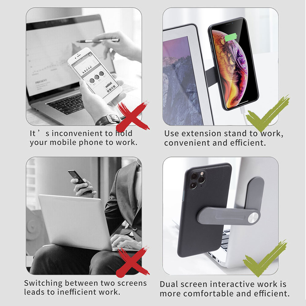 Laptop Phone Holder Adjustable Side Mount Clip Magnetic Computer Expansion Bracket Foldable Shrink C
