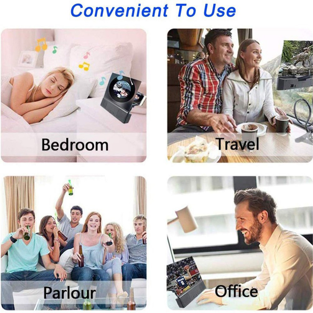 12 inch 3D Phone Screen Amplifier With Bluetooth Speaker HD Video Magnifier Holder