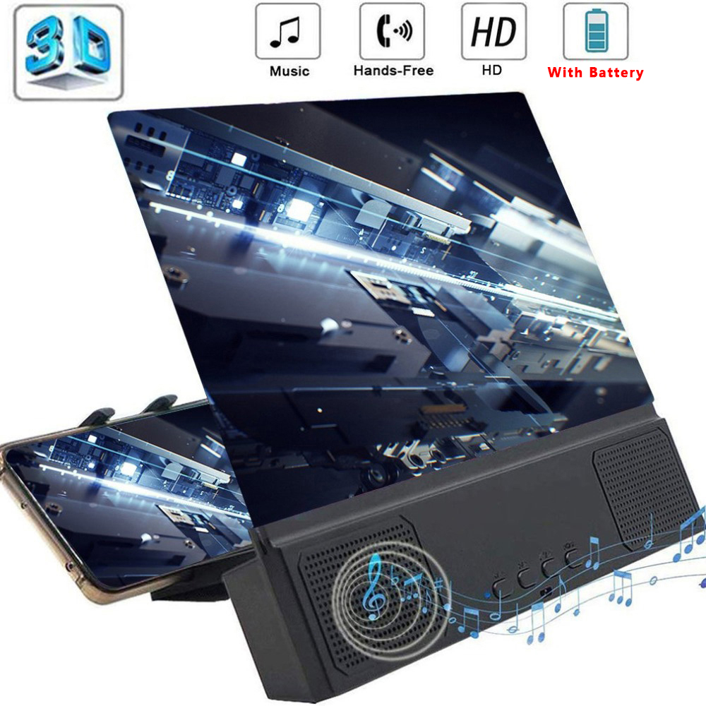 12 inch 3D Phone Screen Amplifier With Bluetooth Speaker HD Video Magnifier Holder