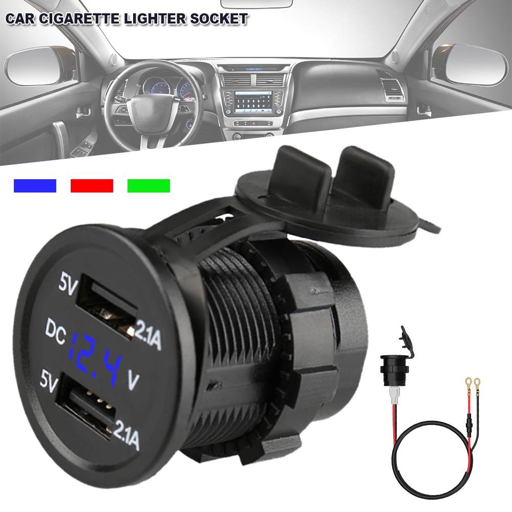 12V/24 Dual USB Port Car Charger LED Voltmeter Car Adapter For Samsung Huawei Xiaomi