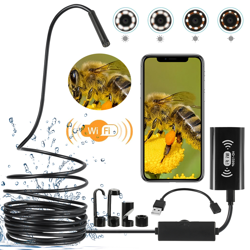 F130 WiFi Endoscope Camera Waterproof USB Inspection Borescope 8LEDs Wireless Endoscopy