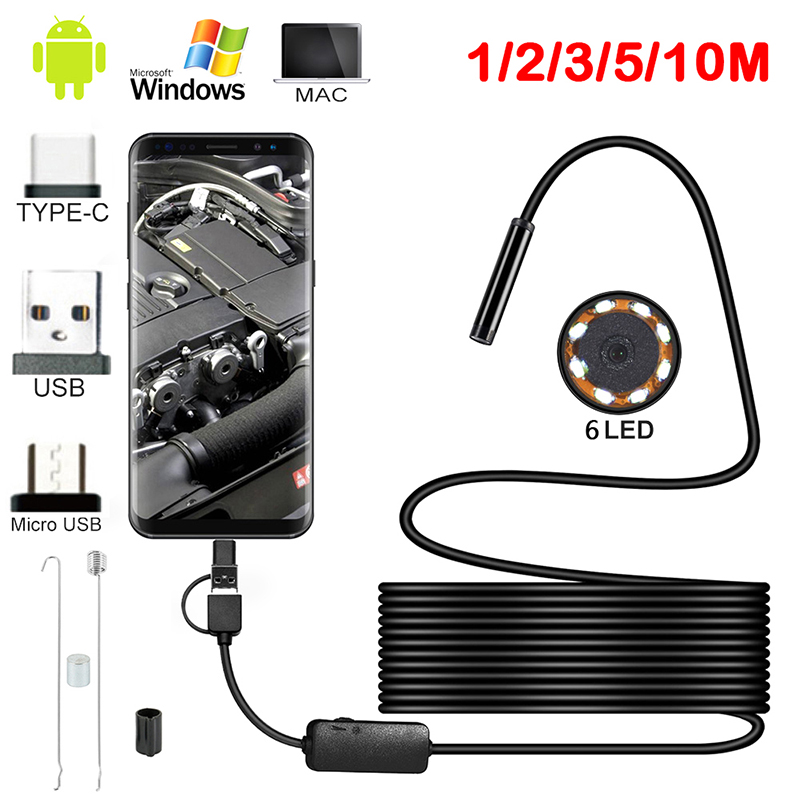 5.5mm Endoscope Camera Hard Cable IP68 Waterproof Inspection Borescope Camera