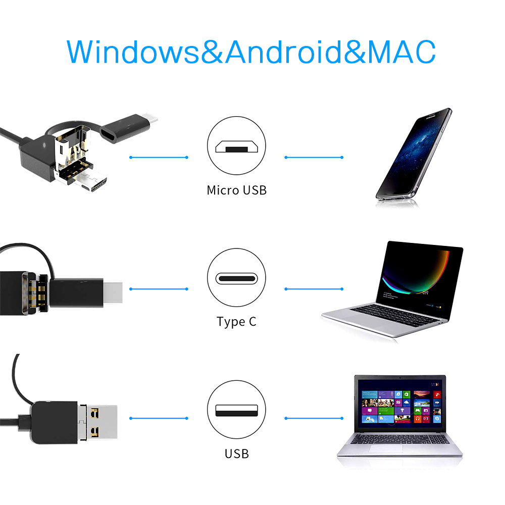 5.5mm Endoscope Camera Hard Cable IP68 Waterproof Inspection Borescope Camera