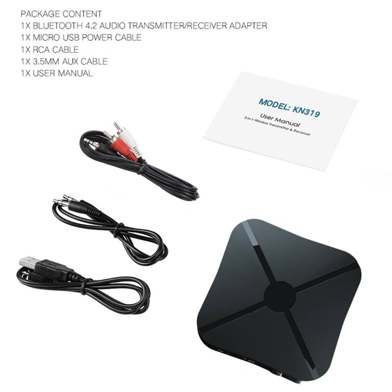Bluetooth 4.2 Receiver and Transmitter Audio Music Stereo Wireless Adapter RCA 3.5MM AUX Jack