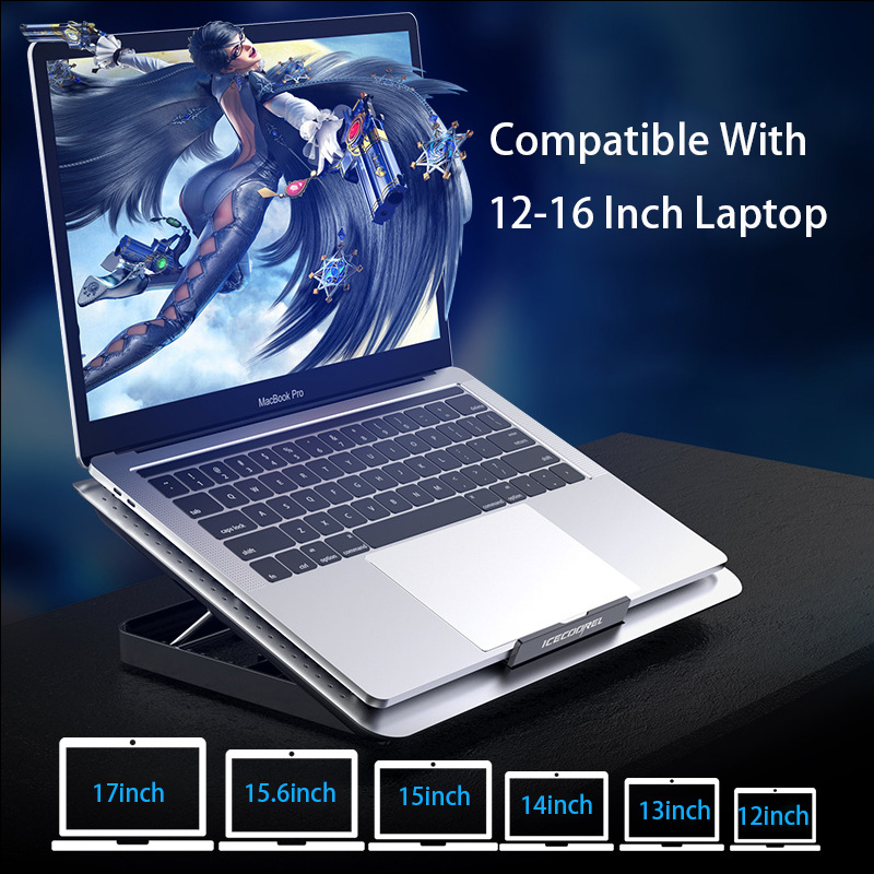 Gaming Laptop Cooler Silent Fan Metal Laptop Cooling StandPortable Adjustable Notebook Stand