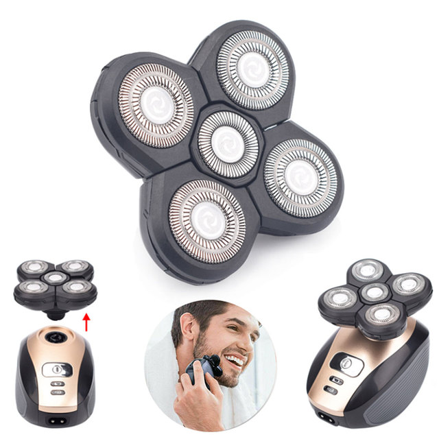 5 In 1 4D Men's Rechargeable Bald Head Electric Shaver  Razor Clipper Facial Brush