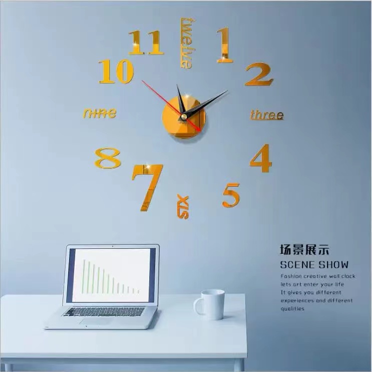 3D Mirror Roman Numbers Wall Clock Stickers Elegant DIY Digital Wall Clocks for Home Art Clock