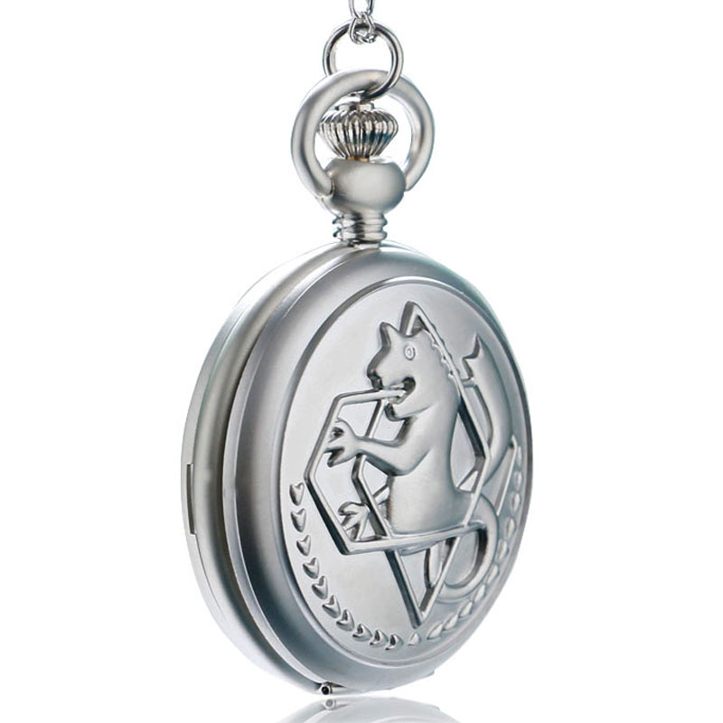 Metal Alchemist Dull Polish Theme Pocket Watch Quartz Fob Pendant Clock Gifts Steampunk Pocket Chain Pocket Watches for Men