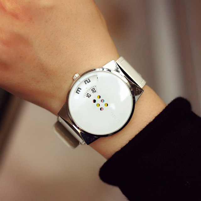 Personality creativity black white women watches fashion leather watch men woman quartz clock unisex wristwatches gifts