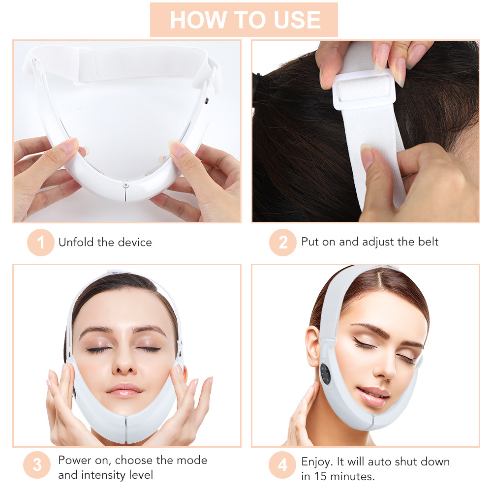 V shaped Face lifting Instrument Micro Current Color Light Beauty Face Lfting Instrument Massage Hot Compress Face Lift Bandage