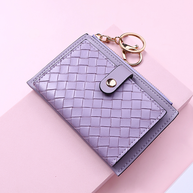 2021 New Fashion Weave Women Wallet Leather Coin Purse Money Clip Wallet Clutch Card Bag Holder