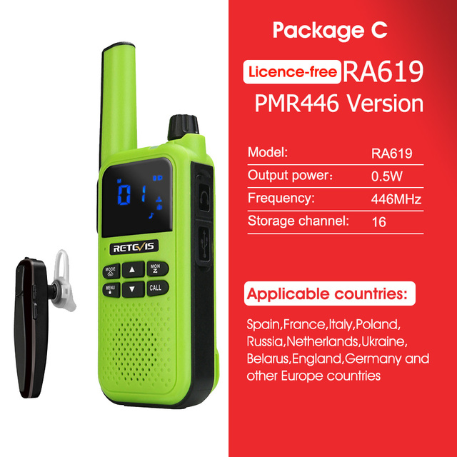 Bluetooth-compatible Walkie Talkie with Wireless Headset PMR Two-way Radio