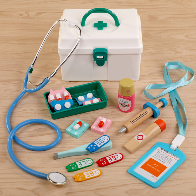 17PCS Puzzle Be a doctor toys Pretend Play Doctor Set Nurse Injection Medical Kit Role Play Classic Toys Simulation Doctor Toys