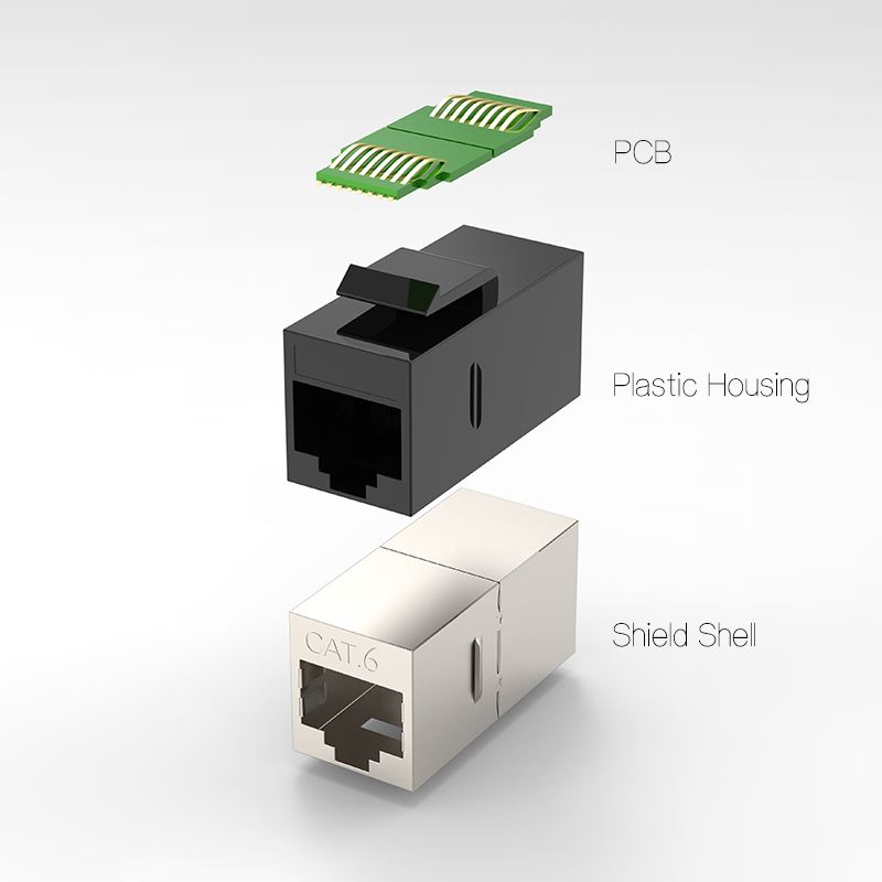 Cat6 Keystone Adapter Female Inline Coupler Network FTP STP Cable RJ45 Extension Connector For Face Plate Blank Patch Panel