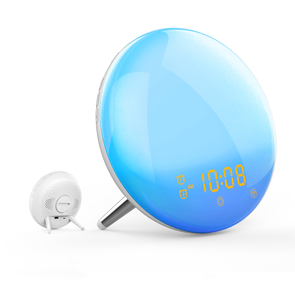 WiFi Smart Wake Up Light Workday Alarm Clock with 7 Colors Sunrise/Sunset Smart Life