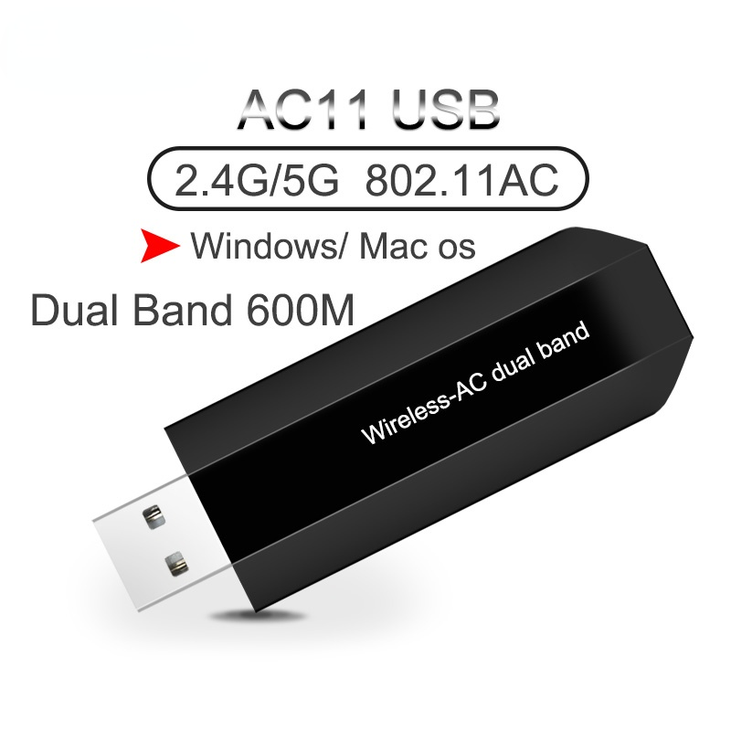 Wireless USB Dongle For Windows / MAC OS 802.11AC AC11 Dual Band 600M 2.4G/5G USB WiFi Adapter Desktop/Laptop Pc Wifi Receiver