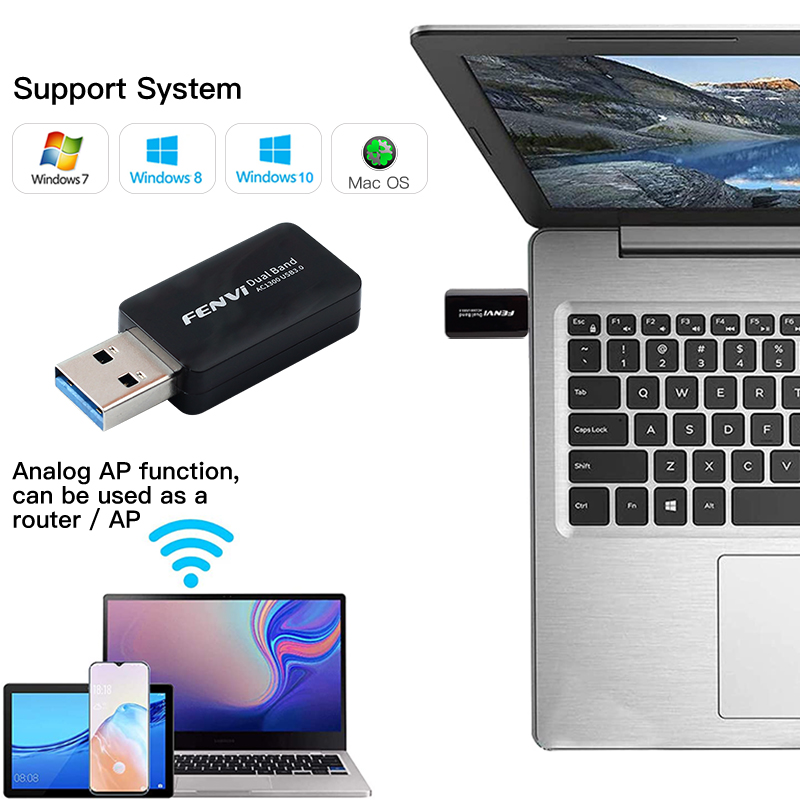 WiFi Adapter 2.4G 5Ghz Network Wlan Card PC Wifi Dongle Dual Band 802.11n/g/b/ac Mini Wireless Receiver Laptop
