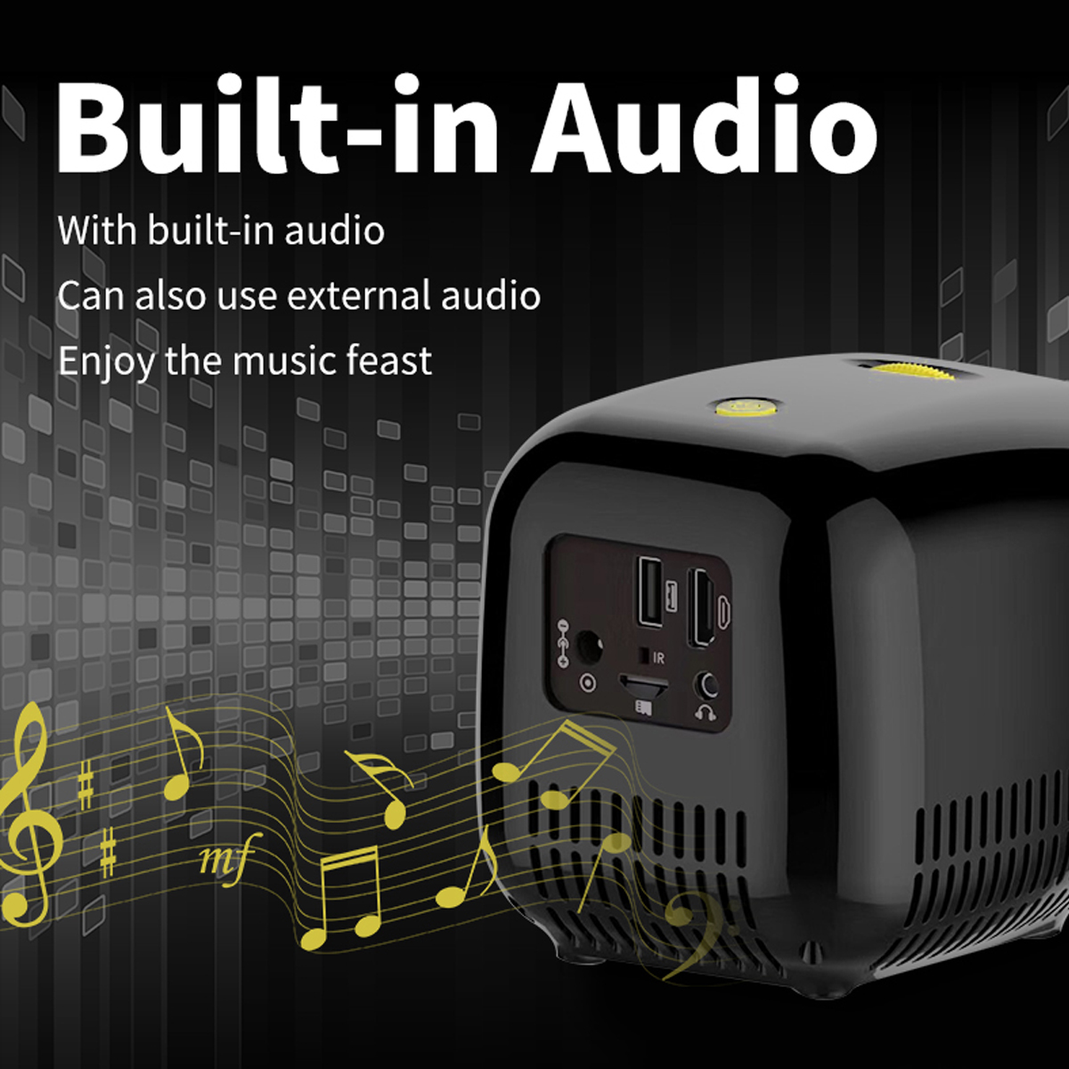 Mini Projector  Video Player Supports 1080P USB AV HDMI-Compatible With TV Stick,Laptop,PS4,Xbox