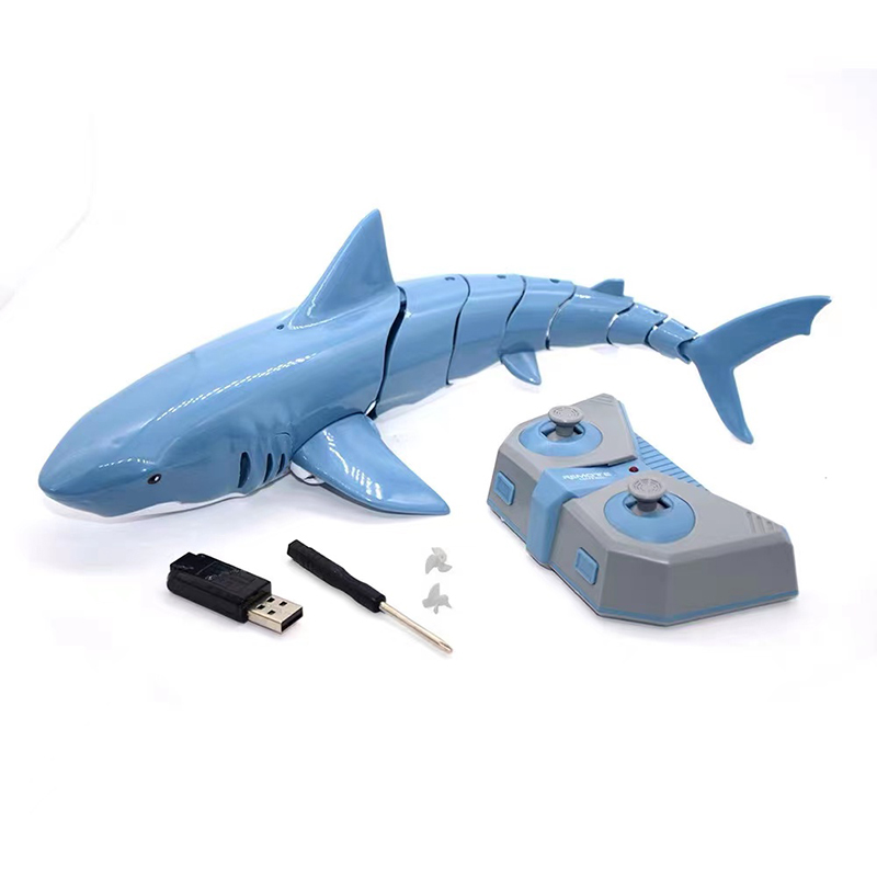 2.4G RC Shark Fish Boat Robot Radio Simulation Waterproof Model Electronic Remote Control Swimming Animal Toys For Children Gift